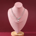 2 Pack of Solid wood props portrait model chain and long necklace display props, jewelry retail store counter model necklace pendant jewelry stand rack for vender selling (pink, 2 Pack (M+L))
