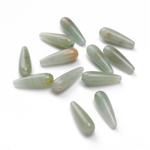 BEADIA Natural Green Aventurine Teardrop Stone Beads 10x30mm 12pcs Dangle Earring Charm for DIY Jewelry Making - color: Green Aventurine