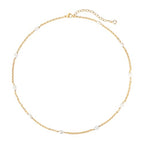 MTMY Beaded Necklaces for Women 14K Gold Plated Dainty Colorful Green/Rose Beaded Pearl Choker Necklace Delicate Boho Choker Necklace Jewelry Gift - style: Oval pearl