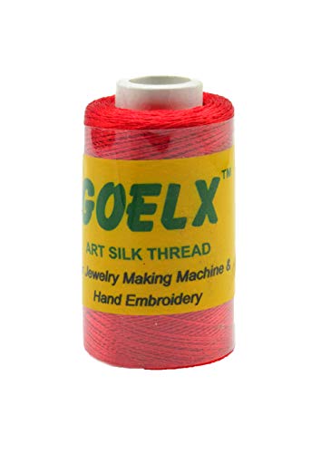 Goelx Silk Thread Shades of Red Family for Jewelry, Tassel Making, Embroidery, Crafts, Shiny Soft Thread Spools - Red - 25 - color: Red - 25