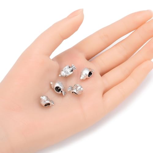 20pcs Cute Bird Symbol of Freedom and Hope Large Hole Animal Loose Beads (4.5mm Hole) Antique Silver Metal Spacer for DIY Craft Jewelry Making MEC-A9 - size: Bird
