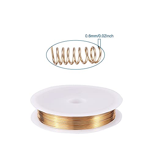 1 Roll 16.4 Feet(5m) 22 Gauge Round Copper Jewelry Bendable Wire Long-Lasting Plated Jewelry Wire Soft Artistic Wires Copper Metal Beading for Jewelry Making Crafts,KC Gold - color: 22 Gauge,KC Gold