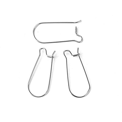 JGFinds Stainless Steel Ear Wire Hooks, 48 Pack Earring Findings, Secure Lock Kidney Wires - Teardrop Dangle 1 Inch - size: 1 Inch Long