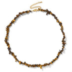Raw Crystal Necklaces for Women 5-8mm Handmade Natural Stone Necklace Beaded Choker Necklace Healing Crystal Necklace Gemstone Necklace Raw Crystal Beaded Necklace for Her - style: Tiger Eye