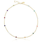 Dainty Gold Necklace for Women,Trendy 18k Gold Vermeil Sterling Silver Choker Necklace Thin Beaded Choker Necklaces Womens Simple Jewelry Gift for Valentines Day - color: Mutli - Stone Beaded Necklace