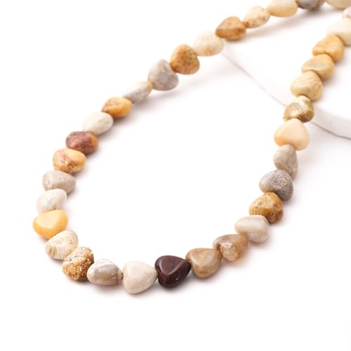 10mm Natural Chrysanthemum Stone Beads Heart Shape DIY Loose Gemstone Energy Healing Crystal Charms for Jewelry Making Handmade - color: Chrysanthemum Stone