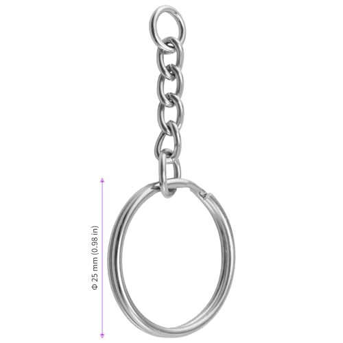 JEUIHAU 400 PCS Split Key Rings with Chains,1 Inch (25mm) Silver Keychain Ring with Open Jump Rings