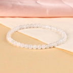 LPBeads Handmade Natural Gemstone Stretch Elastic Bracelet Healing Crystal Round Stone Beads Jewelry Gifts for Women Men - color: White Jade, size: 4mm
