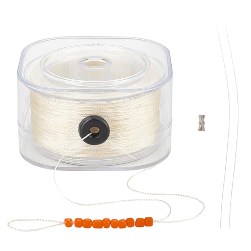 PH PandaHall Beige 0.4mm Nylon, Polyester Beading Cord, 164 Yards, Ideal for Jewelry, Leather Sewing, Weaving, Knotting, Macrame - size: 0.4mm, style: Beige