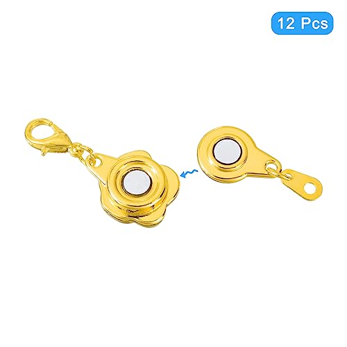 uxcell 12Pcs Jewelry Clasps, Rose Clasps Locking Closures with Lobster Clasps for Bracelet Necklace Jewelry Making, Gold - color: Gold