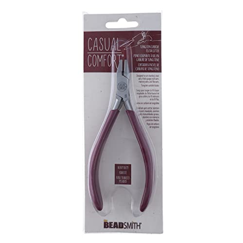 The Beadsmith Flush Cutters – 5.25-Inches (133 mm) Jewelry-Making Tool w/Tungsten Carbide Blades, PVC Comfort Grip, & Double-Leaf Springs