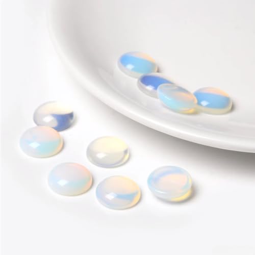 20pcs 6mm Natural Stone No Hole Opal Semicircle Smooth Cabochons Beads Healing Chakra Crystal Stone Bead for Jewelry Making Rings Earrings Necklace Bracelet DIY Crafts - color: Opal, size: 6mm