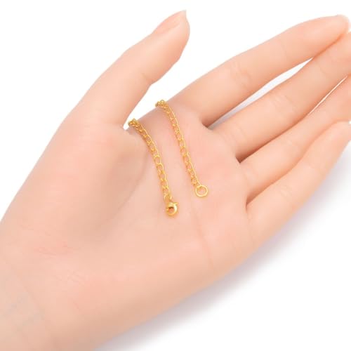1pc Adabele Real Yellow Gold Plated Sterling Silver 4 inch Chain Extender Clasp Removable Adjustable Cable Chain Extension for Necklace Bracelet Anklet Jewelry Making SS304-4 - color: Gold Plated Sterling Silver, size: 4 inch - 1pc