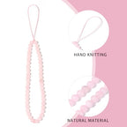 Semi-Precious Gem Stones Beaded Phone Charm Cell Phone Lanyard Wrist Strap Handmade Natural Gemstone Phone Chain string - color: Rose Quartz