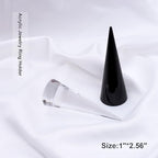 2PCS Cone Shape Acrylic Jewelry Ring Display Holder - Clear and Black Finger Stand Support, Decorative Stands for Wedding Rings