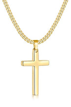 Fiusem Easter Basket Stuffers Cross Necklace for Men and Women, 14K Gold Plated Mens Cross Necklaces with 3.5mm Cuban Chain, Stainless Steel Pendant Chain 16-24 Inches - size: 20 Inches, style: Small gold cross:1.2"*0.75"