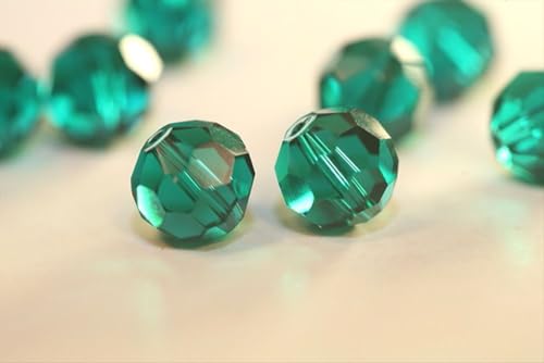 100pcs Adabele Austrian 4mm (0.16 Inch) Small Faceted Loose Round Crystal Beads Emerald Green Compatible with 5000 Swarovski Crystals Preciosa SS2R-424 - color: Emerald Green, size: 4mm Small (100pcs)