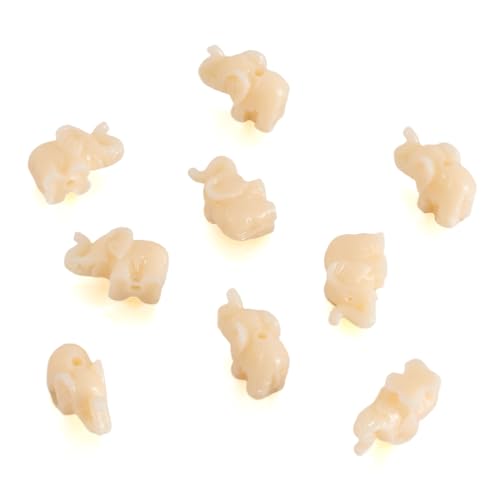 Craftdady 200Pcs Resin Elephant Spacer Beads Carved Animal Lucky Charm Beads 18x12mm for Jewelry Craft Making (Beige) - color: Beige Elephant