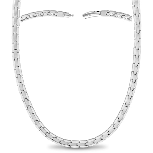 MagnetRX Titanium Magnetic Necklace – Ultra Strength Magnetic Necklaces for Men & Women – Effective Titanium Necklace with 62 Magnets (Silver, 22 Inches) - color: Silver, size: 22 Inch (Pack of 1)