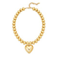Gold Heart Pendant Necklaces for Women Colorful Acrylic Resin Beaded Choker Necklace Fashion Chunky Statement Beaded Heart Necklace - color: Gold
