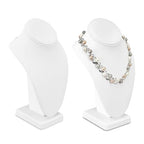 MOOCA 2 Pcs Deluxe Medium Necklace Chain Jewelry Display Holder, Jewelry Stand, Necklaces Display Mannequin Bust Stand, White Faux Leather - color: 1) Whit Faux Leather, 2 pieces
