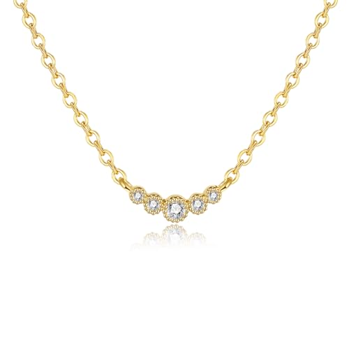 Heart Necklace for Women Dainty 14k Gold Plated Non Tarnish Cz Diamond Pendant Necklace Cute Simple Small Pave Heart Chocker Necklace for Women Gift 14 16 18inch - color: gold-5CZ, size: 16-18inch