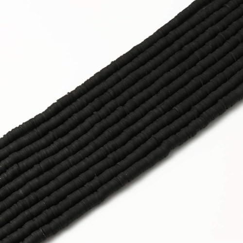 3600 pcs Black Clay Beads for Bracelets Making, 10 Strands Flat Round Polymer 6mm Spacer Heishi Beads for Jewelry Making Earring Necklace - color: Black