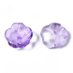 KISSITTY 100pcs Flower Glass Beads Purple Crystal Aesthetic Flowers Drilled Bead Caps Charm Spacers for DIY Necklaces Earrings Bracelets Jewelry Craft Making for Women - color: Purple
