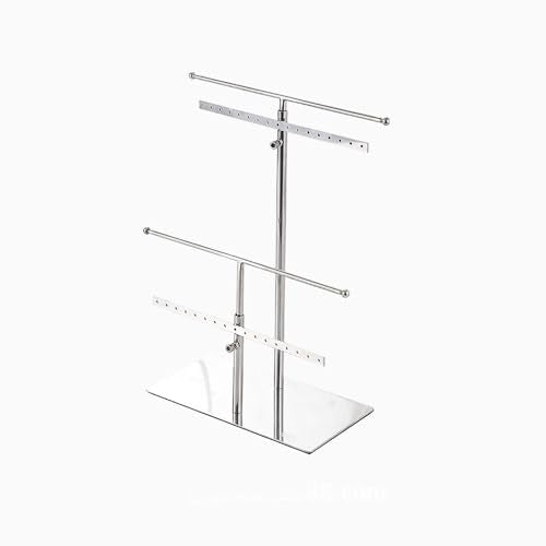 Jewelry Organizer Stand Tree, Tiered Jewelry Display Stand, Metal Tabletop Free Standing Necklace Earring Bracelet Ring Holder Organizer (Silver)