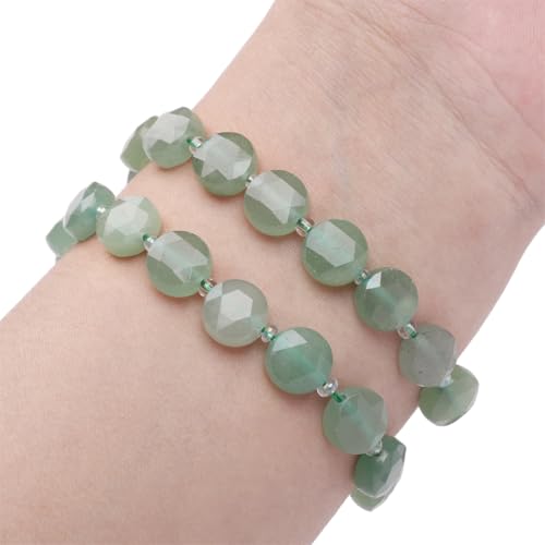 BEADIA Natural Faceted Green Aventurine Rondelle Disk Stone Beads 10x5mm 37cm for DIY Chain Jewelry Making - color: Green Aventurine