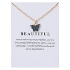 Rrdaily 9 Pcs Dainty Colorful Butterfly Pendant Necklace Set for Women,Bohemian Acrylic Butterfly Chain Necklace Cute Jewelry Gift - style: White card