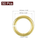 uxcell 50Pcs Open Jump Rings, 10mm/0.39" OD Brass Jump Ring Connectors 1.5mm Thick O Rings for Necklaces Bracelet Jewelry Making Keychain DIY Craft, Gold Tone - size: 10mmx1.5mm