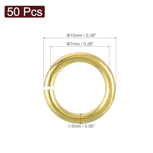 uxcell 50Pcs Open Jump Rings, 10mm/0.39" OD Brass Jump Ring Connectors 1.5mm Thick O Rings for Necklaces Bracelet Jewelry Making Keychain DIY Craft, Gold Tone - size: 10mmx1.5mm