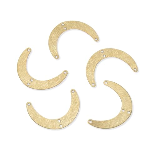 20pcs Adabele Brushed Raw Brass 29mm Moon Connector Link 4-Hole Earring Findings Unplated/Uncoated for DIY Craft Jewelry Making CF-C2 - size: Moon (4-Hole)