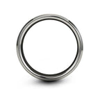 Chain Tool Ring - Gift for Cyclist - 8mm - Band - Gunmetal Black Silver - Personalized Custom Engraving - Men Women - Anniversary Engagement Wedding - Tungsten Carbide - Flat Dome Bevel - color: 11 - Black Grey Tungsten