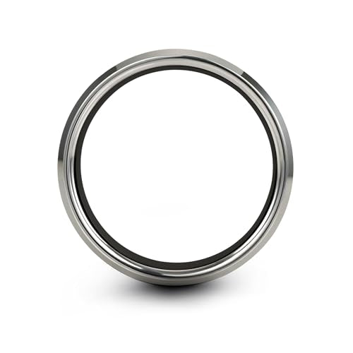 Chain Tool Ring - Gift for Cyclist - 8mm - Band - Gunmetal Black Silver - Personalized Custom Engraving - Men Women - Anniversary Engagement Wedding - Tungsten Carbide - Flat Dome Bevel - color: 11 - Black Grey Tungsten