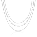 Freekiss Women's Layered Necklace Set - 3 Piece Dainty Gold Jewelry for Everyday Stacking | 14K Gold Plated Snake Chain, Rope Chain, Cuban Chain | Adjustable Length 14-18.5 Inch | Gift Ready - color: Silver, style: Paperclip+O+Box Chain