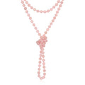 Bead Strand Versatile 60" Long Wrap Necklace - Handmade Knotted Multi Layer Sparkly Crystal, Semi Precious Natural Stone, Lava, Glass Faux Pearl - color: Natural Stone Bead - Pink