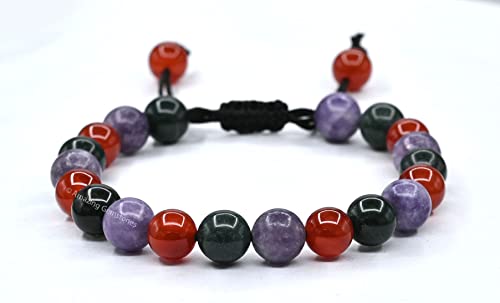 Amazing Gemstone Bracelet for Menopause - Bloodstone Lepidolite Carnelian Bracelet Set for Men Women Healing Calming Anxiety Stress Relief Gifts Pulseras Para Hombres Mujer Stocking Stuffers - color: Menopause