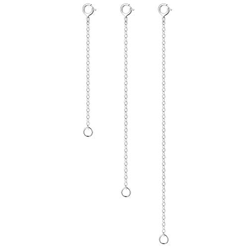 3 Pcs 925 Sterling Silver Necklace Extenders for Women Durable Strong Removable Necklace Bracelet Anklet Extension Jewelry Making Chains - color: 2 3 4 Inch, Silver