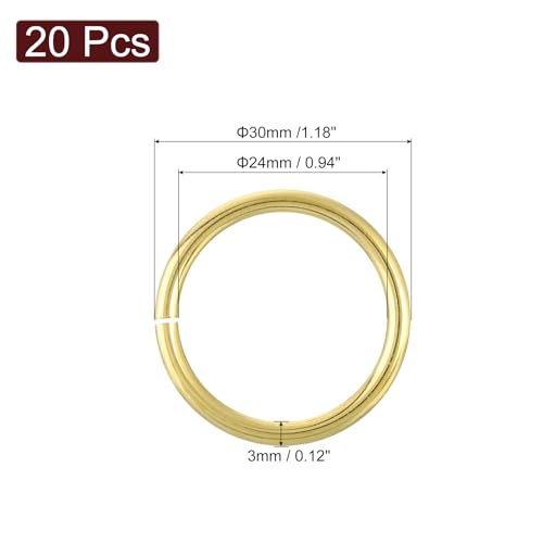 uxcell 20Pcs Open Jump Rings, 30mm/1.18" OD Brass Jump Ring Connectors 3mm Thick O Rings for Necklaces Bracelet Jewelry Making Keychain DIY Craft, Gold Tone - size: 30mmx3mm