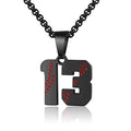 AIAINAGI Baseball Number Necklace - Stainless Steel Chain Pendant for Men Athletes 00-99 Jersey Number Gift - color: Black, style: 13