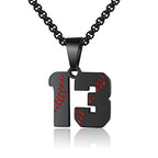 AIAINAGI Baseball Number Necklace - Stainless Steel Chain Pendant for Men Athletes 00-99 Jersey Number Gift - color: Black, style: 13