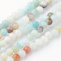 85Pcs Natural Flower Amazonite Beads 4mm Round Gemstone Beads Smooth Stone Loose Bead for DIY Bracelets Necklace Earrings Jewelry Making - color: Natural Flower Amazonite, size: 4mm