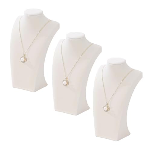 3Pcs Necklace Bust Stand for Selling, Beige Velvet Necklace Display Holder, Jewelry Necklace Organizer Rack for Shop Store Exhibition Show (11"Height) - color: Beige Velvet, size: 11" Height (3pc)