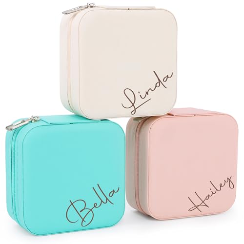 Ajiangwu Mothers Day Gifts for Mom Custom Travel Jewelry Case for Women,Personalized Small Jewelry Box Mini Teen Girl Gifts Trendy Stuff Jewelry Organizer for Rings, Necklaces, Bracelets - color: Design 3