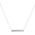 Horizontal Bar Necklace for Women, Sterling Silver or 14K Gold Plated Silver, Minimalist, CZ Diamond, Dainty Bar Pendant - Unique Jewelry Gift - style: Matte Texture - Silver