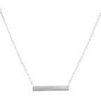 Horizontal Bar Necklace for Women, Sterling Silver or 14K Gold Plated Silver, Minimalist, CZ Diamond, Dainty Bar Pendant - Unique Jewelry Gift - style: Matte Texture - Silver