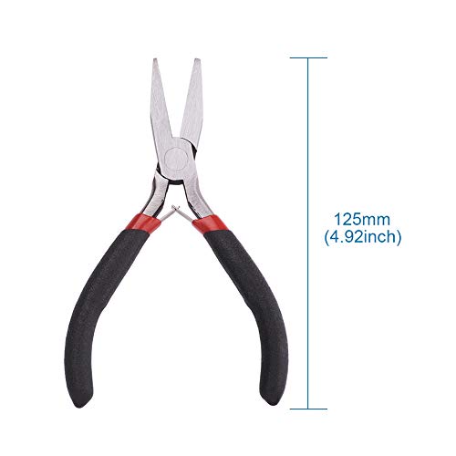 Beadthoven 1Set Flat Nose Pliers 5 Inch Smooth Jaw Pliers for Jewelry Making Wire Rapping Bending Gunmetal - color: Gunmetal, size: Flat Nose Pliers