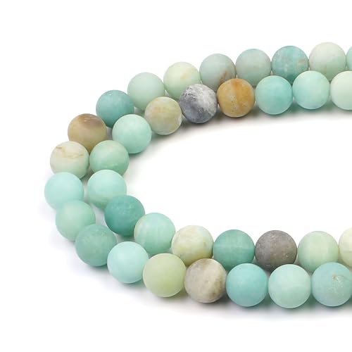 MJDCB Natural Matte Amazonite Round Loose Beads for Jewelry Making DIY Bracelet Necklace (4mm) - color: Matte Mixed Color Amazonite, size: 4mm